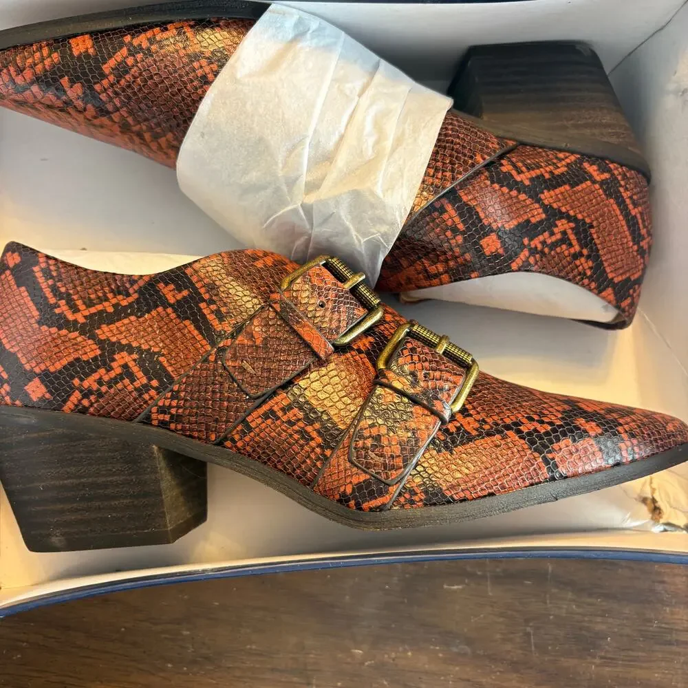 Splendid Carla Buckle Boots 9.5 Brown Red Leather NWT Ankle Anthro Western